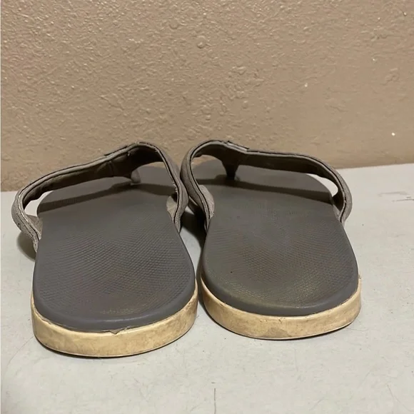 Johnnie-O Dockside Surfer Beach Gray Leather Flip Flop Sandals Men’s 10 - Picture 3 of 7
